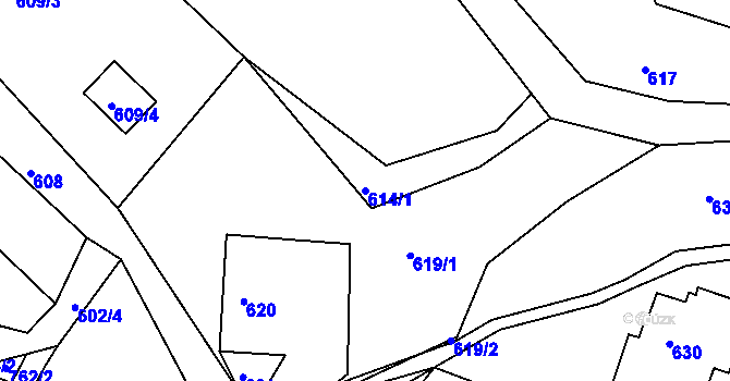 Parcela st. 614/1 v KÚ Vesec u Liberce, Katastrální mapa