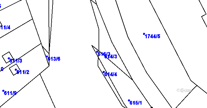 Parcela st. 614/3 v KÚ Vesec u Liberce, Katastrální mapa