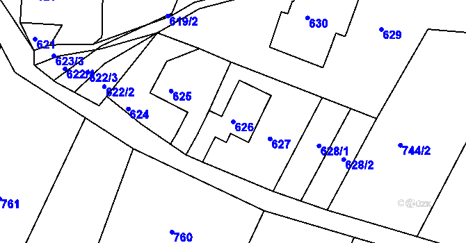 Parcela st. 626 v KÚ Vesec u Liberce, Katastrální mapa