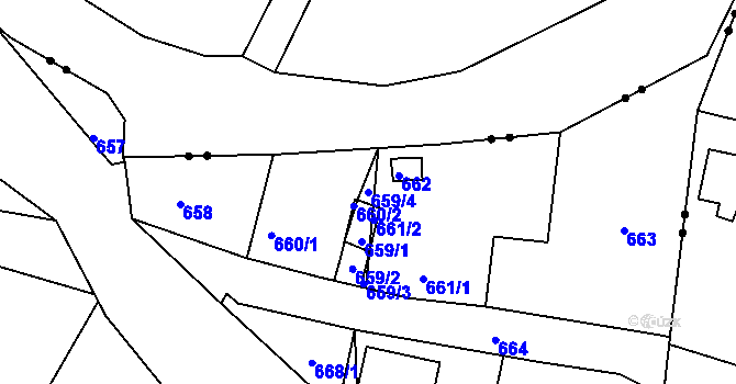 Parcela st. 659/4 v KÚ Vesec u Liberce, Katastrální mapa