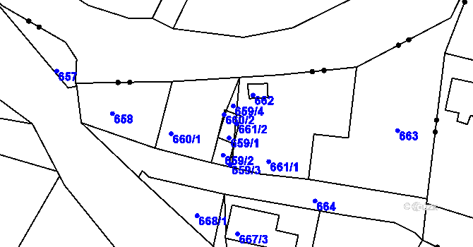 Parcela st. 661/2 v KÚ Vesec u Liberce, Katastrální mapa
