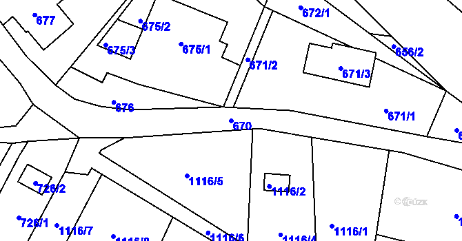 Parcela st. 670 v KÚ Vesec u Liberce, Katastrální mapa