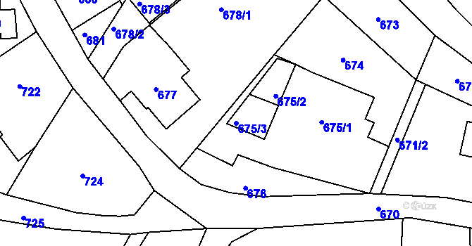 Parcela st. 675/3 v KÚ Vesec u Liberce, Katastrální mapa