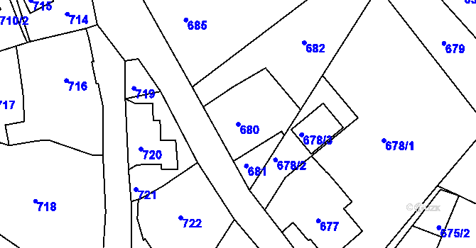 Parcela st. 680 v KÚ Vesec u Liberce, Katastrální mapa