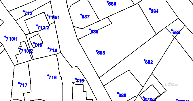 Parcela st. 685 v KÚ Vesec u Liberce, Katastrální mapa