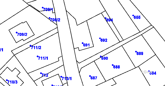 Parcela st. 691 v KÚ Vesec u Liberce, Katastrální mapa