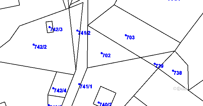 Parcela st. 702 v KÚ Vesec u Liberce, Katastrální mapa
