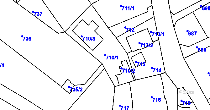 Parcela st. 710/1 v KÚ Vesec u Liberce, Katastrální mapa
