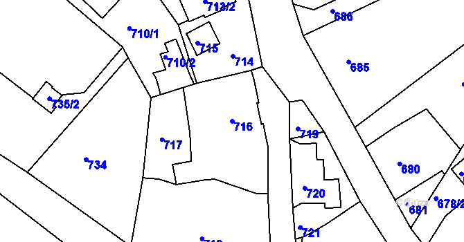 Parcela st. 716 v KÚ Vesec u Liberce, Katastrální mapa