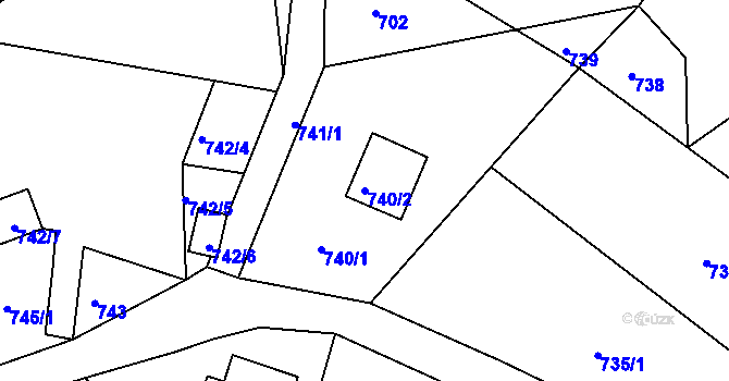 Parcela st. 740/2 v KÚ Vesec u Liberce, Katastrální mapa