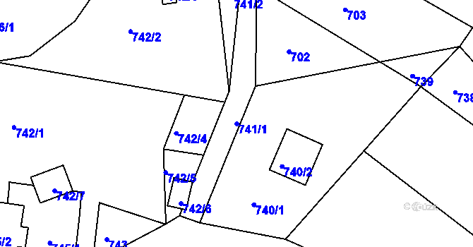 Parcela st. 741/1 v KÚ Vesec u Liberce, Katastrální mapa