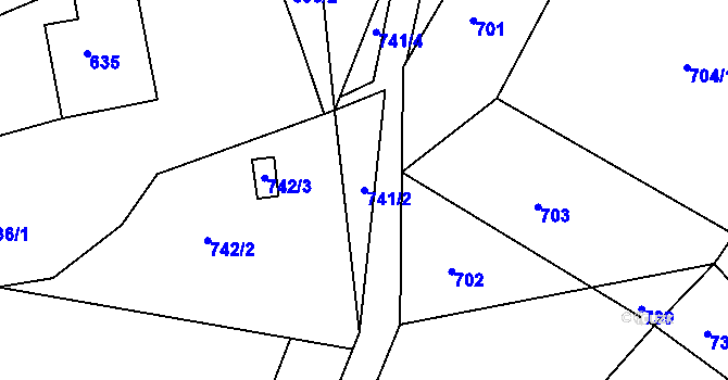 Parcela st. 741/2 v KÚ Vesec u Liberce, Katastrální mapa