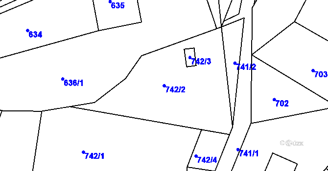 Parcela st. 742/2 v KÚ Vesec u Liberce, Katastrální mapa