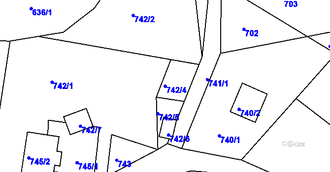 Parcela st. 742/4 v KÚ Vesec u Liberce, Katastrální mapa
