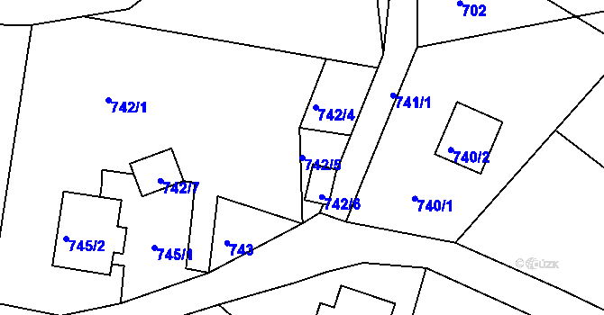 Parcela st. 742/5 v KÚ Vesec u Liberce, Katastrální mapa