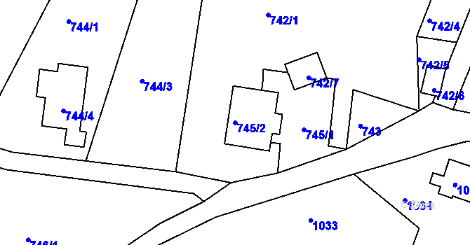 Parcela st. 745/2 v KÚ Vesec u Liberce, Katastrální mapa