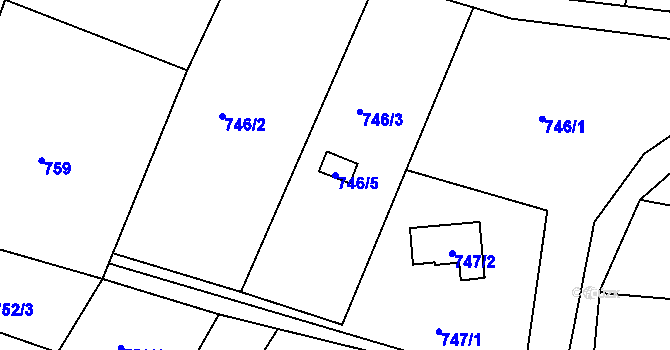 Parcela st. 746/5 v KÚ Vesec u Liberce, Katastrální mapa