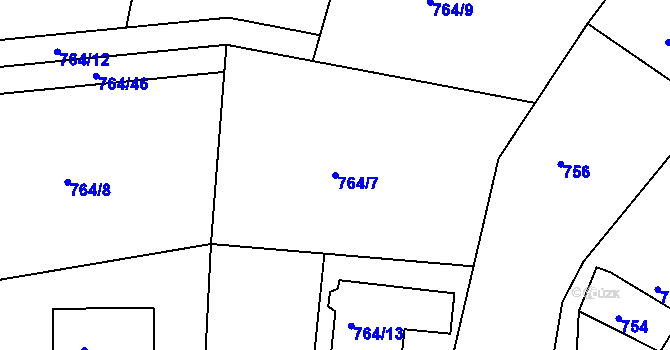 Parcela st. 764/7 v KÚ Vesec u Liberce, Katastrální mapa