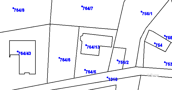 Parcela st. 764/13 v KÚ Vesec u Liberce, Katastrální mapa