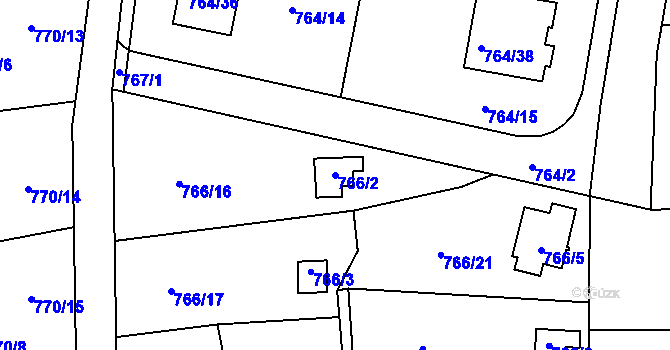 Parcela st. 766/2 v KÚ Vesec u Liberce, Katastrální mapa