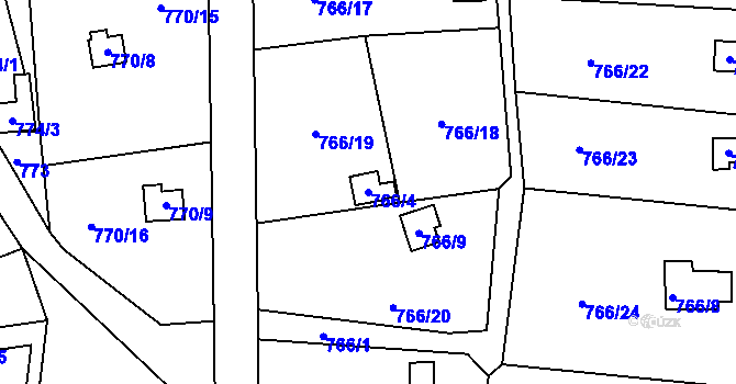 Parcela st. 766/4 v KÚ Vesec u Liberce, Katastrální mapa