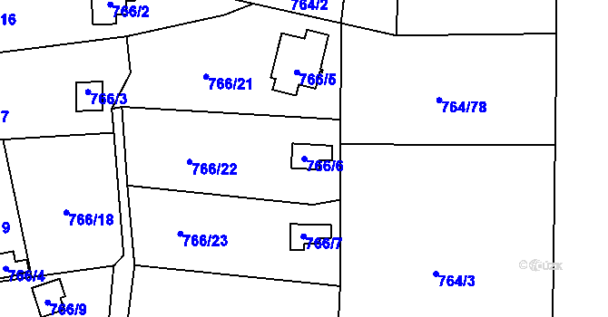 Parcela st. 766/6 v KÚ Vesec u Liberce, Katastrální mapa