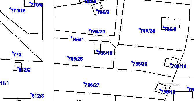 Parcela st. 766/10 v KÚ Vesec u Liberce, Katastrální mapa