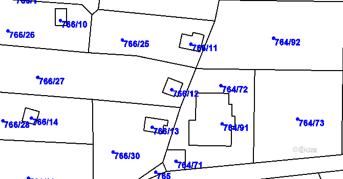 Parcela st. 766/12 v KÚ Vesec u Liberce, Katastrální mapa