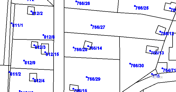 Parcela st. 766/14 v KÚ Vesec u Liberce, Katastrální mapa
