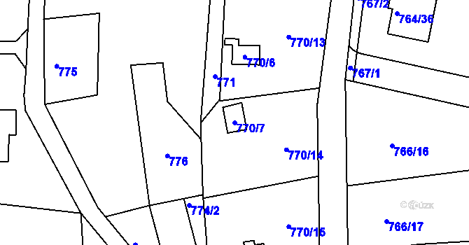 Parcela st. 770/7 v KÚ Vesec u Liberce, Katastrální mapa