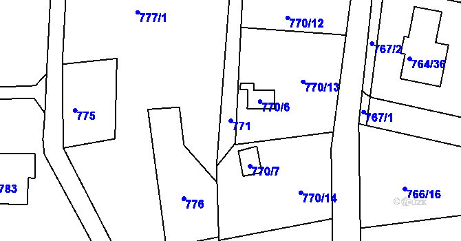Parcela st. 771 v KÚ Vesec u Liberce, Katastrální mapa