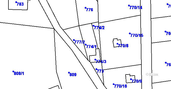 Parcela st. 774/1 v KÚ Vesec u Liberce, Katastrální mapa