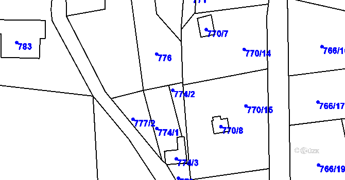 Parcela st. 774/2 v KÚ Vesec u Liberce, Katastrální mapa