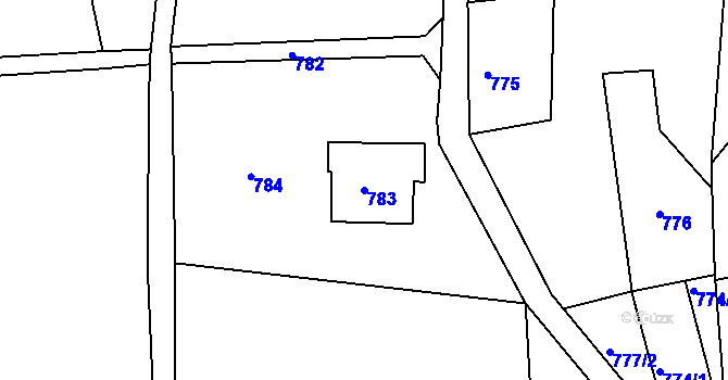 Parcela st. 783 v KÚ Vesec u Liberce, Katastrální mapa