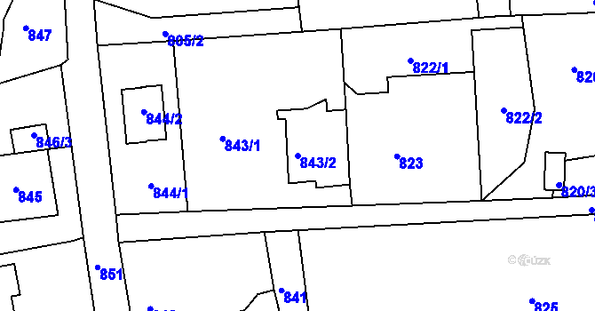 Parcela st. 843/2 v KÚ Vesec u Liberce, Katastrální mapa