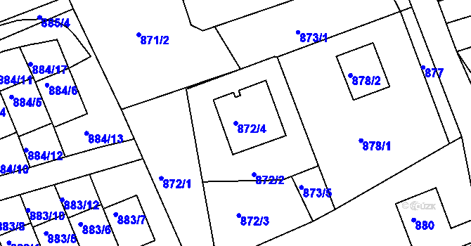 Parcela st. 872/4 v KÚ Vesec u Liberce, Katastrální mapa