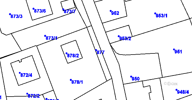 Parcela st. 877 v KÚ Vesec u Liberce, Katastrální mapa