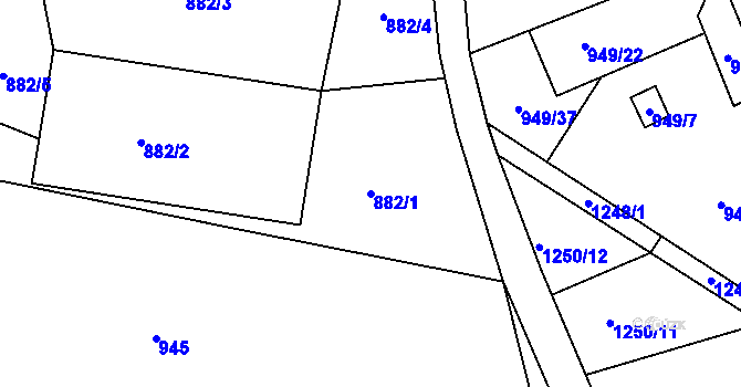 Parcela st. 882/1 v KÚ Vesec u Liberce, Katastrální mapa