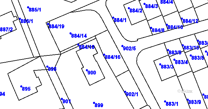 Parcela st. 884/16 v KÚ Vesec u Liberce, Katastrální mapa