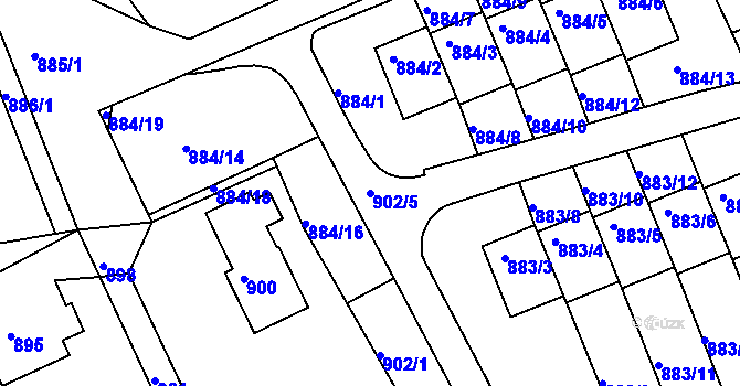 Parcela st. 902/5 v KÚ Vesec u Liberce, Katastrální mapa