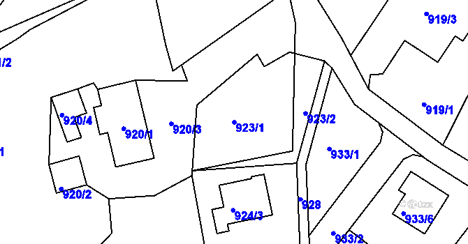 Parcela st. 923/1 v KÚ Vesec u Liberce, Katastrální mapa