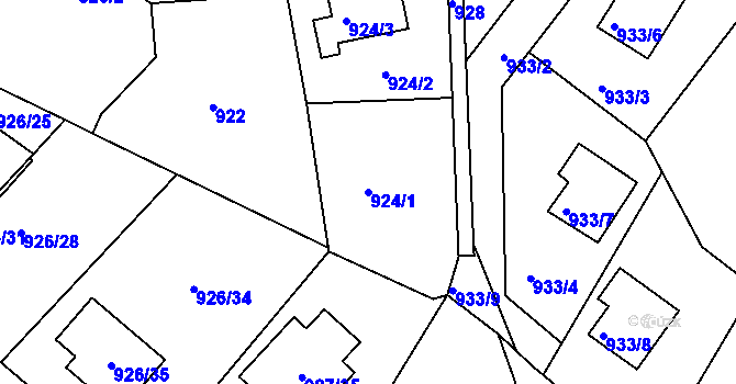 Parcela st. 924/1 v KÚ Vesec u Liberce, Katastrální mapa