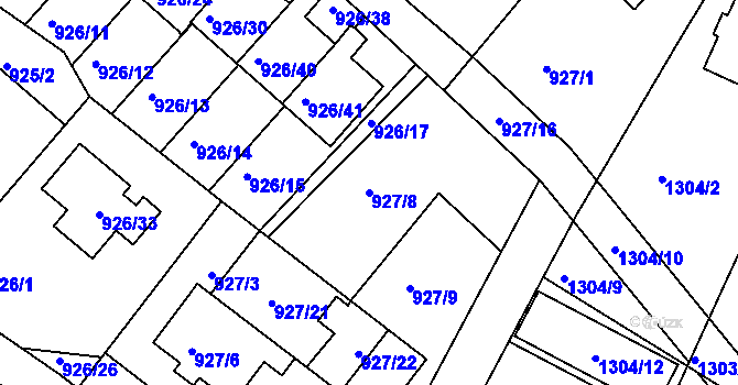 Parcela st. 927/8 v KÚ Vesec u Liberce, Katastrální mapa