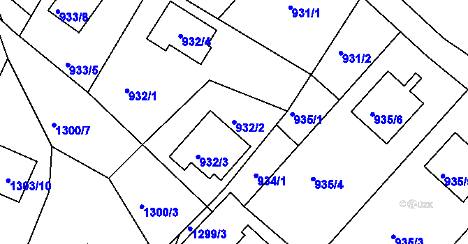 Parcela st. 932/2 v KÚ Vesec u Liberce, Katastrální mapa