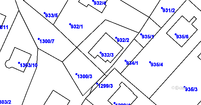Parcela st. 932/3 v KÚ Vesec u Liberce, Katastrální mapa