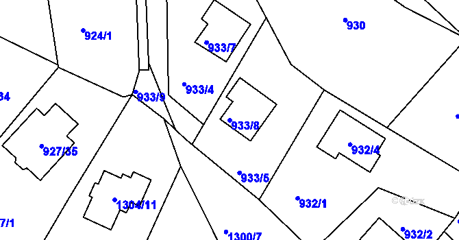 Parcela st. 933/8 v KÚ Vesec u Liberce, Katastrální mapa