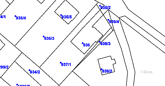Parcela st. 936 v KÚ Vesec u Liberce, Katastrální mapa