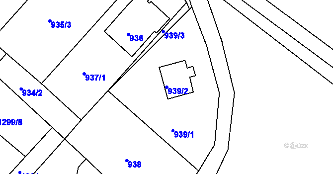 Parcela st. 939/2 v KÚ Vesec u Liberce, Katastrální mapa