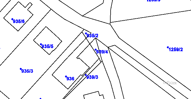 Parcela st. 939/4 v KÚ Vesec u Liberce, Katastrální mapa
