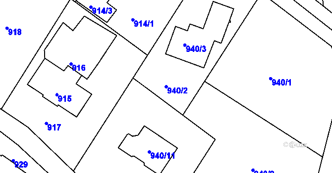 Parcela st. 940/2 v KÚ Vesec u Liberce, Katastrální mapa
